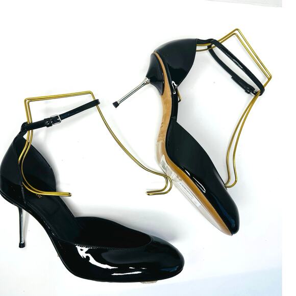 Sportmax Black Leather Mary Jane Pumps Size EU 37 Classic Heel Dress Shoes - Picture 7 of 10